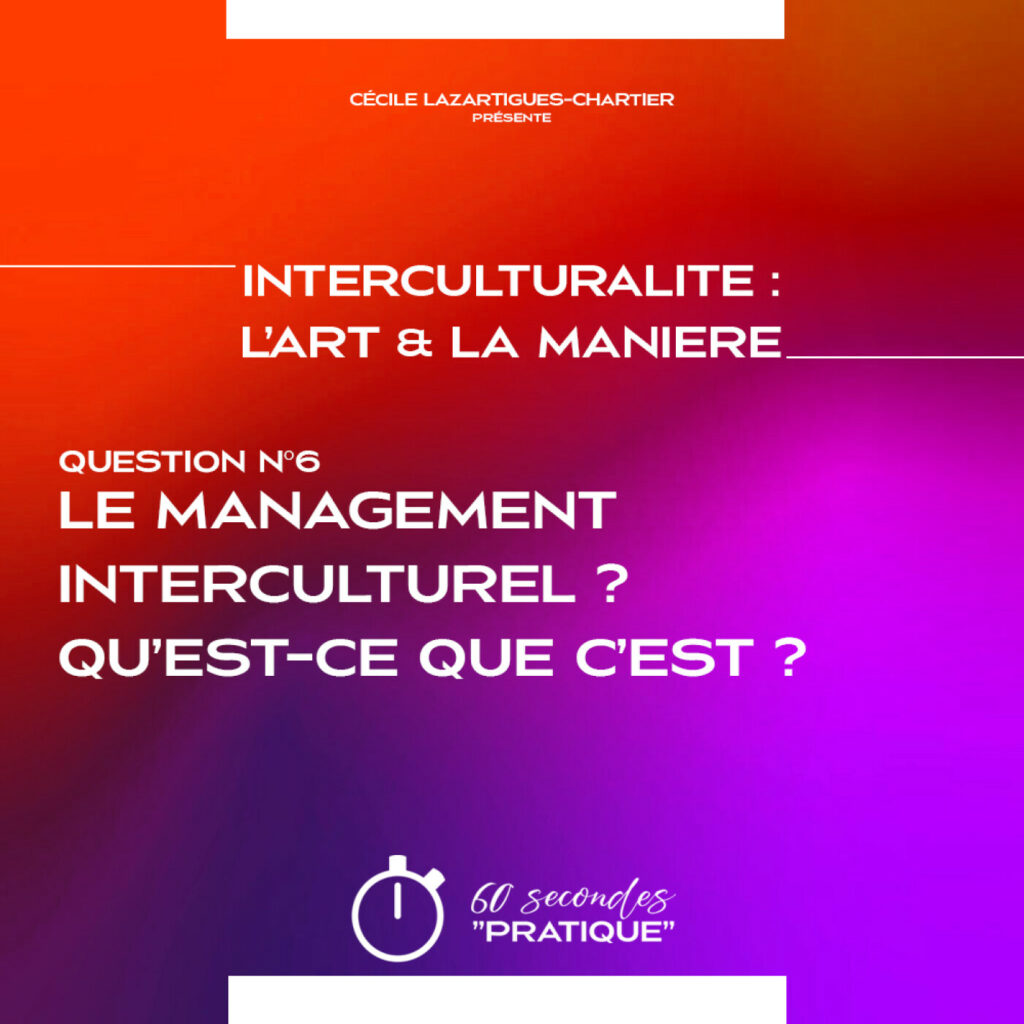 Consultante en Interculturel, stratégie et développement, Cécile Lazartigues-Chartier, grande voyageuse, a toujours été curieuse de l’Autre. C’est en 1997 qu’elle choisit de quitter la France pour s’installer en famille à Montréal. Une belle aventure qui perdure depuis avec bonheur. C’est après ses études universitaires en Europe (Lettres, Communication et un DESS en commerce international), qu’elle s’est orientée tout naturellement vers des milieux stimulants, créatifs et à l’international. Ses centres d’intérêt éclectiques l’ont amenée à collaborer à des projets très variés (arts, édition, communication, stratégie et développement international). Son expérience de milieux très diversifiés lui permet d’offrir souplesse et ouverture à ses clients.   Agir en tant que consultante en Interculturel est une manière d’être fidèle à des valeurs fortes de partage, d’ouverture à l’autre tout en mettant son talent et son expérience internationale au service d’un savoir vivre ensemble. http://lartetlamaniere-interculturel.com/ Théme du jour : Le management interculturel, Qu'est-ce que c'est ?