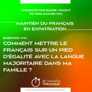 Maintien du Français : Comment mettre le français sur un pied d'égalité avec la langue majoritaire dans ma famille ?